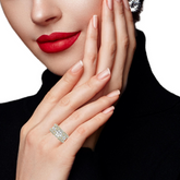 14K White Gold Multi-Row Round Cut Diamond Engagement Ring (6.35 ct)